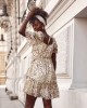 Ефирна дамска рокля с къс ръкав в бежов цвят 3020, FASARDI, Къси рокли - Complex.bg