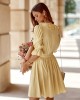 Елегантна дамска рокля с къс ръкав в жълт цвят 30440, FASARDI, Къси рокли - Complex.bg