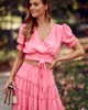 Къса дамска пола с волани в розов цвят 4008, FASARDI, Поли - Complex.bg