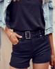 Дамски къс дънков панталон в черен цвят 627, FASARDI, Панталони - Complex.bg