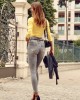 Рипсено дамско боди с дълъг ръкав в жълт цвят FG598, FASARDI, Блузи / Топове - Complex.bg