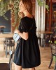 Широка дамска рокля с къс ръкав в черен цвят FK530, FASARDI, Къси рокли - Complex.bg