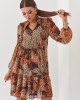 Ефирна дамска рокля с дълъг ръкав в кафяв цвят 3032, FASARDI, Къси рокли - Complex.bg