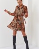 Ефирна дамска рокля с дълъг ръкав в кафяв цвят 3032, FASARDI, Къси рокли - Complex.bg