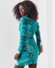 Къса дамска рокля с дълъг ръкав в зелен цвят 12580, FASARDI, Къси рокли - Complex.bg