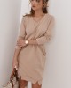 Дамска рокля с дълъг ръкав в бежов цвят FI682, FASARDI, Къси рокли - Complex.bg