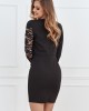 Елегантна къса рокля с дантелени ръкави в черен цвят 0552, FASARDI, Къси рокли - Complex.bg