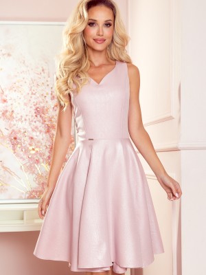 Миди рокля в цвят пудра 114-14