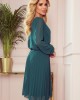 Плисирана рокля с дълъг ръкав в зелен цвят 313-1, Numoco, Миди рокли - Complex.bg