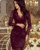 Елегантна дантелена рокля в тъмнолилав цвят 170-10, Numoco, Миди рокли - Complex.bg