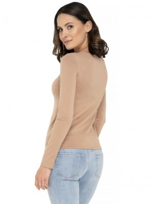 Дамска блуза с дълъг ръкав в бежов цвят MANATI
