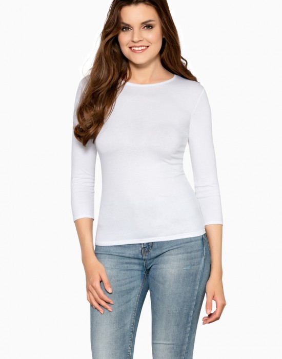 Дамска блуза с 7/8 ръкави в бял цвят GWEN, Babell, Блузи / Топове - Complex.bg