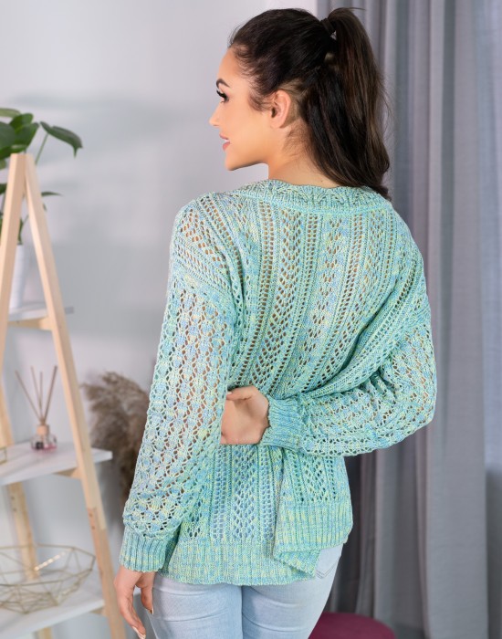Плетен дамски пуловер в цвят мента Etsaman, Merribel, Блузи / Топове - Complex.bg