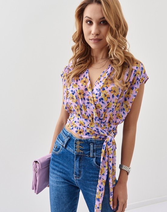 Къса дамска блуза в лилав цвят 20450, FASARDI, Блузи / Топове - Complex.bg