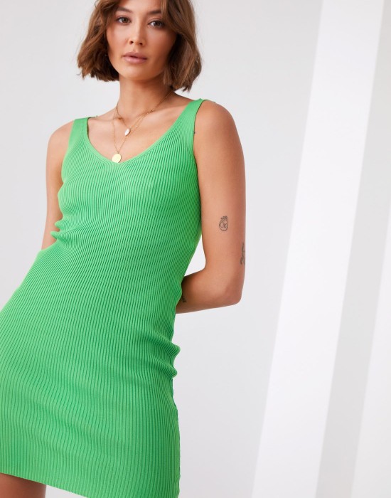 Къса дамска рокля в зелен цвят 3212021, FASARDI, Къси рокли - Complex.bg