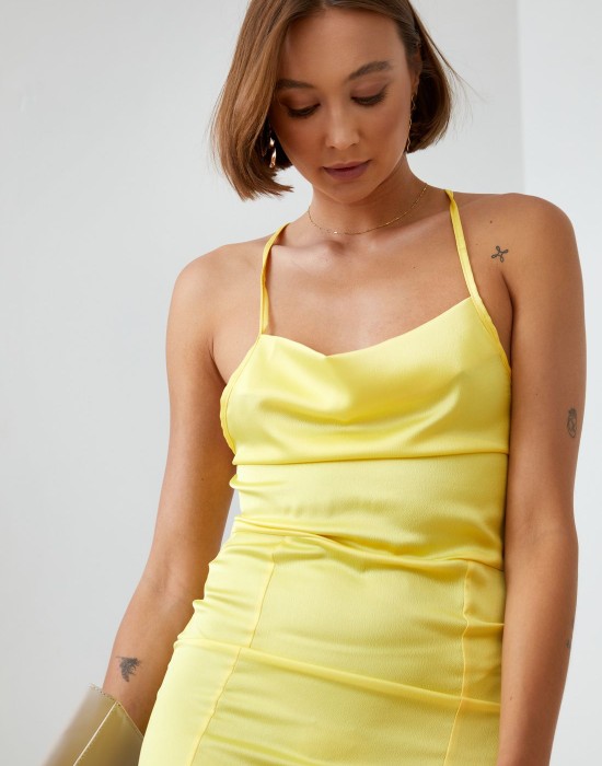 Дълга елегантна рокля в жълт цвят FG644, FASARDI, Дълги рокли - Complex.bg