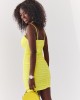 Къса рокля с тънки презрамки в жълт цвят 52225, FASARDI, Къси рокли - Complex.bg
