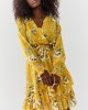 Ефирна рокля с дълги ръкави в цвят горчица FG637, FASARDI, Миди рокли - Complex.bg