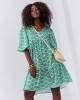 Широка къса рокля в зелен цвят FG639, FASARDI, Къси рокли - Complex.bg