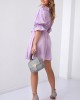 Елегантна дамска рокля с къс ръкав в лилав цвят 30440, FASARDI, Къси рокли - Complex.bg