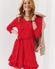 Къса дамска рокля в червен цвят FK614, FASARDI, Къси рокли - Complex.bg