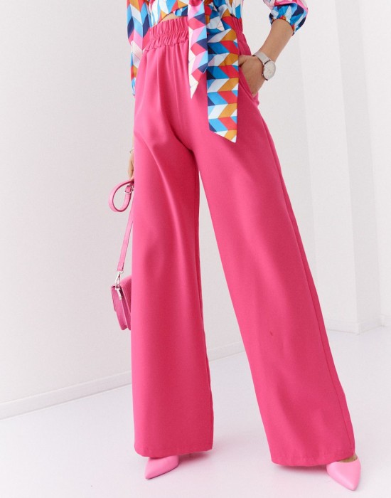Широк дамски панталон в розов цвят 05036, FASARDI, Панталони - Complex.bg