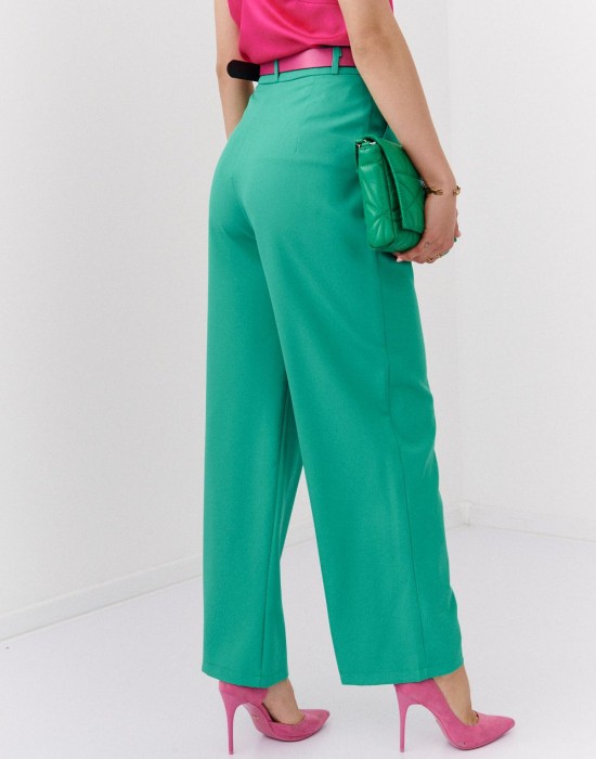 Дамски широк панталон с висока талия в зелен цвят 05019, FASARDI, Панталони - Complex.bg
