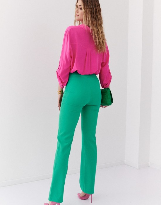 Елегантен дамски панталон с висока талия в зелен цвят 50130, FASARDI, Панталони - Complex.bg