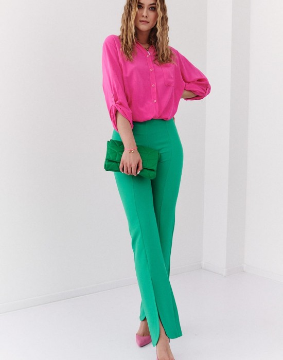 Елегантен дамски панталон с висока талия в зелен цвят 50130, FASARDI, Панталони - Complex.bg
