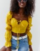 Елегантна къса блуза в цвят горчица 7861, FASARDI, Блузи / Топове - Complex.bg