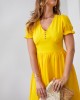 Разкроена рокля с къс ръкав в жълт цвят 3046, FASARDI, Къси рокли - Complex.bg
