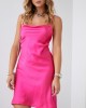 Сатенена рокля с тънки презрамки в розов цвят FG645, FASARDI, Къси рокли - Complex.bg