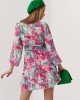 Ефирна дамска рокля в розов и зелен цвят 1381, FASARDI, Къси рокли - Complex.bg