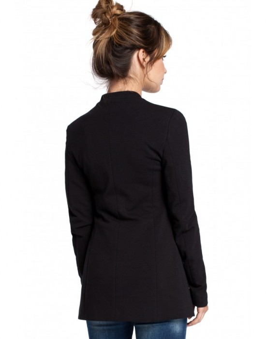 B030 Collarless open front knit blazer - black, BE, Сака - Complex.bg