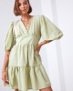 Памучна разкроена рокля в светлозелен цвят FG651, FASARDI, Къси рокли - Complex.bg