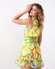 Ефирна къса рокля в жълто и зелено 03040, FASARDI, Къси рокли - Complex.bg
