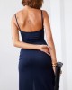 Елегантна дълга рокля в тъмносин цвят 110570, FASARDI, Дълги рокли - Complex.bg