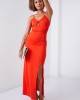 Елегантна дълга рокля в червен цвят 110570, FASARDI, Дълги рокли - Complex.bg