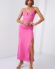Елегантна дълга рокля в розов цвят 110570, FASARDI, Дълги рокли - Complex.bg