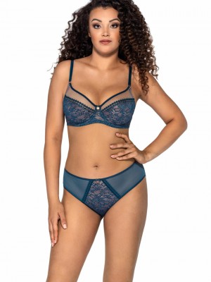 Бикини с висока талия в син цвят AV 1396