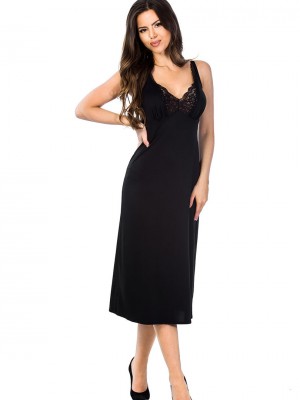 Дълга нощница в черен цвят POLA 05050