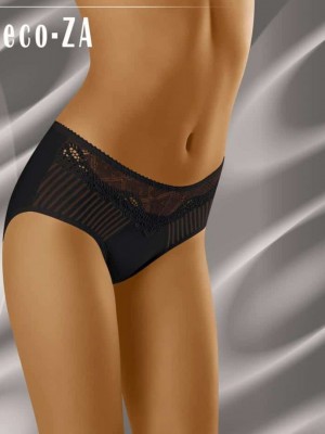 Гладки бикини с дантела в черен цвят Eco-Za