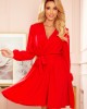 Елегантна рокля с дълъг ръкав в червен цвят 339-1, Numoco, Къси рокли - Complex.bg