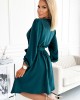 Елегантна рокля с дълъг ръкав в зелен цвят 339-2, Numoco, Къси рокли - Complex.bg