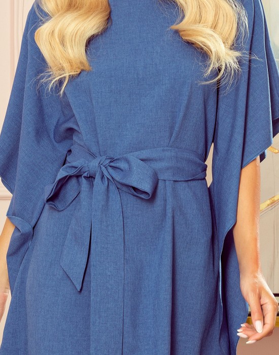 Широка рокля в син цвят 287-9, Numoco, Миди рокли - Complex.bg