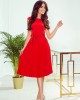 Елегантна миди рокля с къс ръкав в червен цвят 311-1, Numoco, Миди рокли - Complex.bg