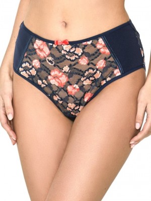 Бикини с висока талия в тъмносин цвят PEŁNE DEMI 19123