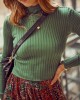 Къса дамска блуза с дълги ръкави в зелен цвят 190155, FASARDI, Блузи / Топове - Complex.bg