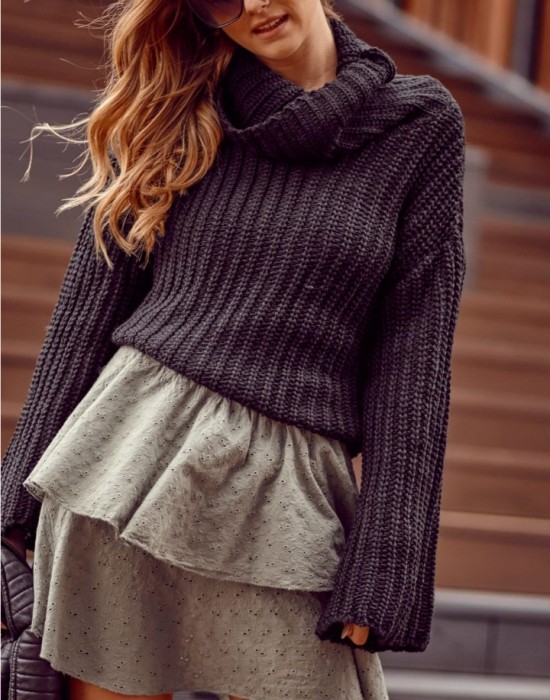 Широк дамски пуловер в черен цвят 321110, FASARDI, Пуловери - Complex.bg