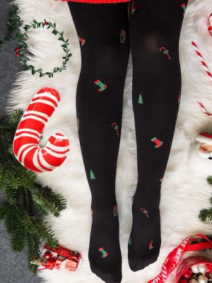 Коледни чорапогащи в черен цвят CHRISTMAS-5 60 DEN